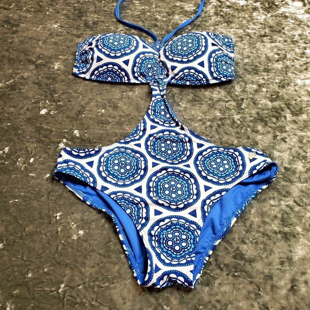 KBLU Shell Print Cut-Out Swimsuit - Picture 3 of 13